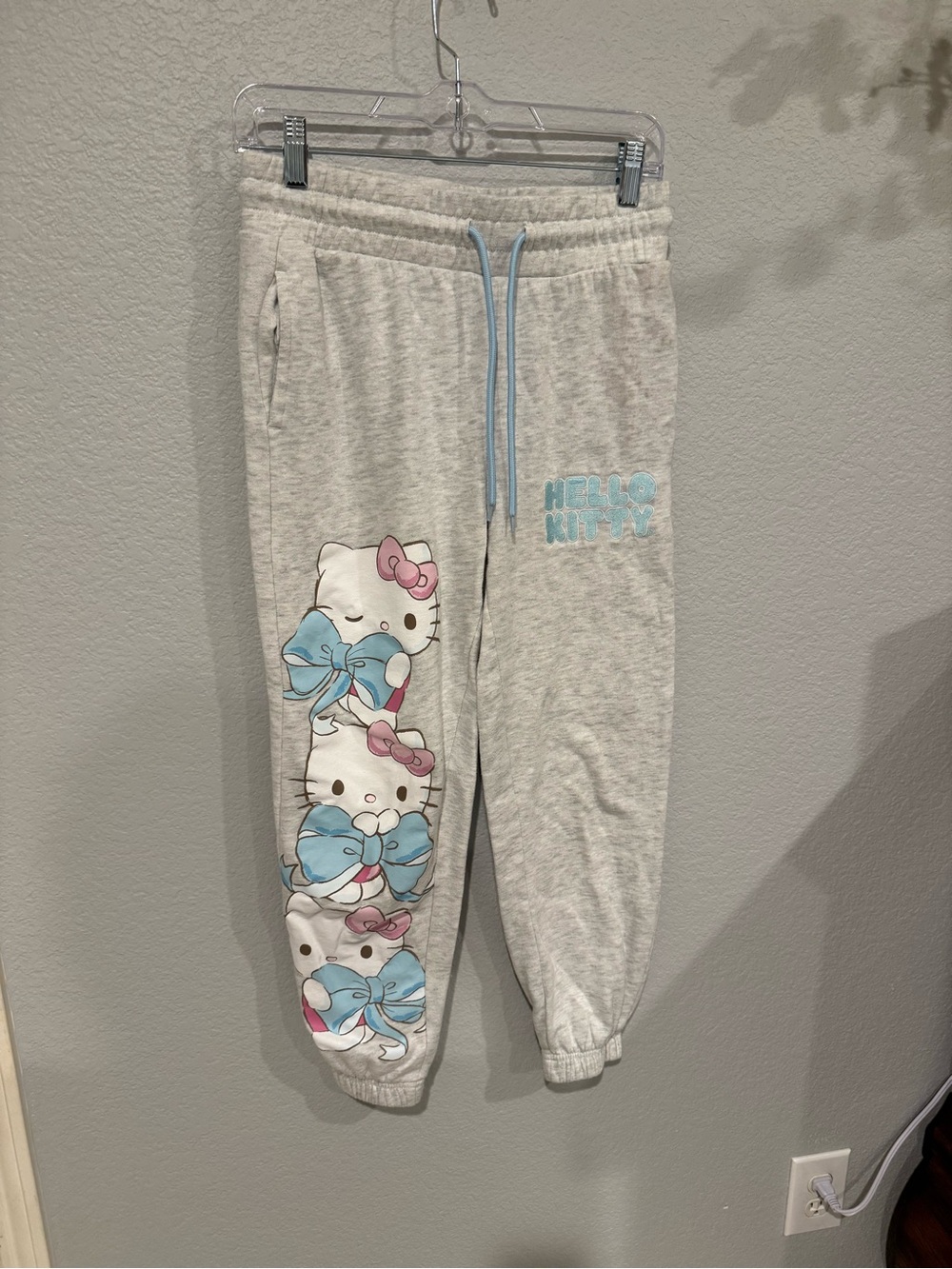 Hello Kitty Light Gray Joggers with Blue & Pink Accents